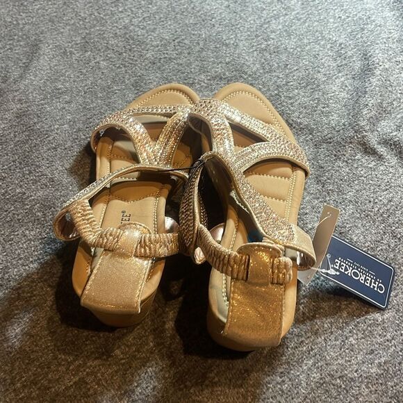 Cherokee Sparkling Gold Sandals NWT Size 10 - Picture 5 of 7